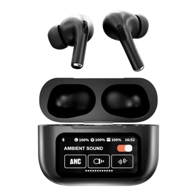 A9 Pro Earbuds ANC/ENC Touch Screen Display Noise Reduction Wireless Earbuds For Android & iOS | A9 Pro | A9 Pro Apple Airpods ANC/ENC Zhongkelqnxun Touch Control Bt 5.4 Earbuds - Black