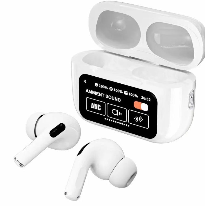 A9 Pro Earbuds ANC/ENC Touch Screen Display Noise Reduction Wireless Earbuds For Android & iOS | A9 Pro | A9 Pro Apple Airpods ANC/ENC Zhongkelqnxun Touch Control Bt 5.4 Earbuds - Black