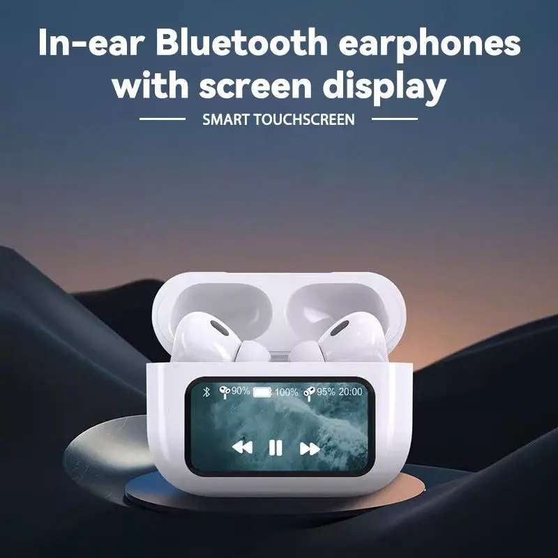 A9 Pro Earbuds ANC/ENC Touch Screen Display Noise Reduction Wireless Earbuds For Android & iOS | A9 Pro | A9 Pro Apple Airpods ANC/ENC Zhongkelqnxun Touch Control Bt 5.4 Earbuds - Black