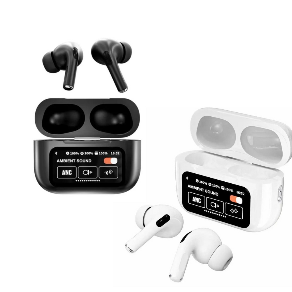 A9 Pro Earbuds ANC/ENC Touch Screen Display Noise Reduction Wireless Earbuds For Android & iOS | A9 Pro | A9 Pro Apple Airpods ANC/ENC Zhongkelqnxun Touch Control Bt 5.4 Earbuds - Black