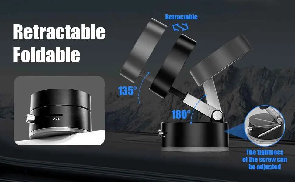 Magnetic Suction Phone Holder – Foldable & Adjustable 360° Magnetic Mount for Car, Bathroom, Kitchen, Gym & Office